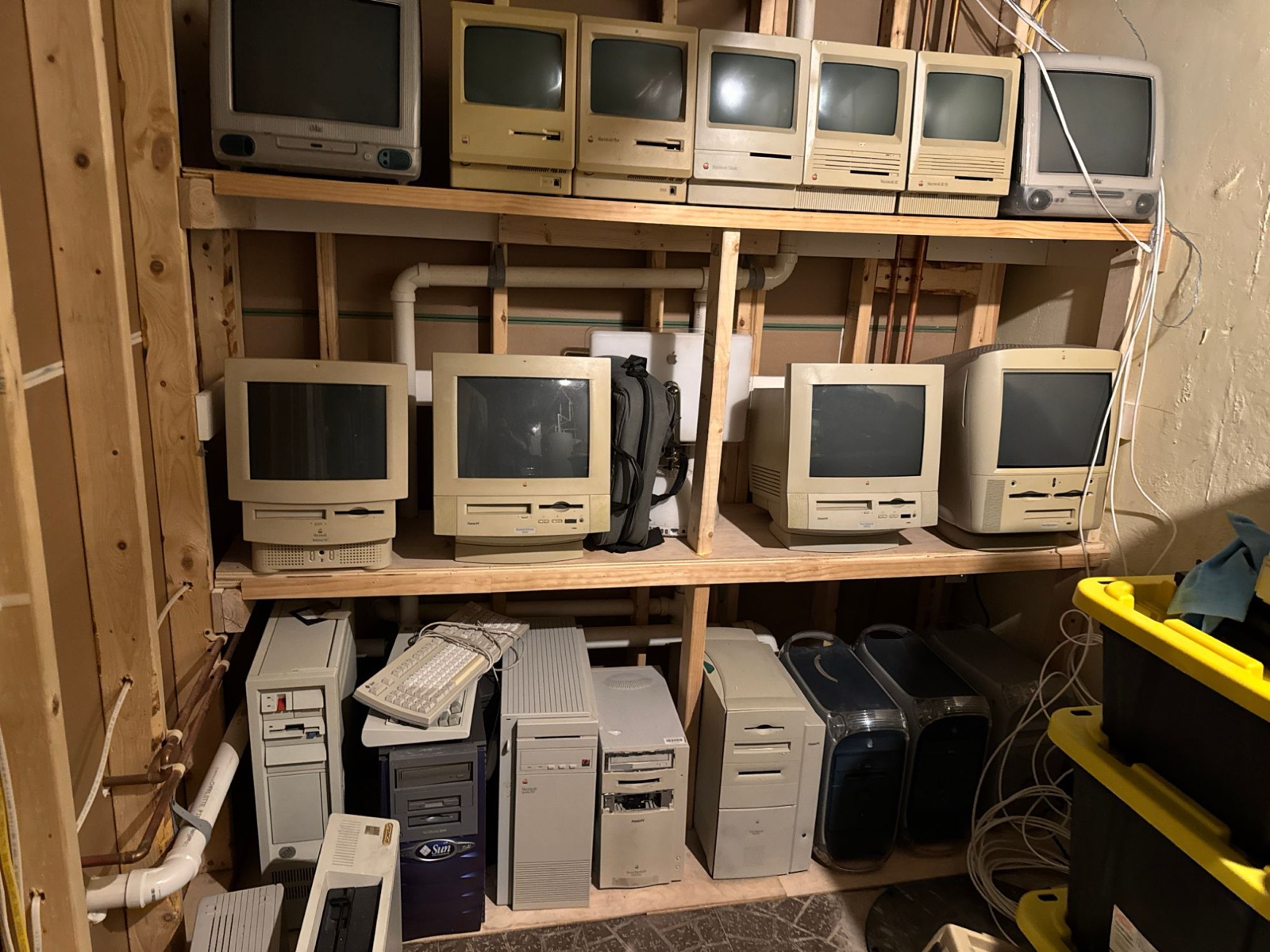 Shelves of compact Macintosh computers